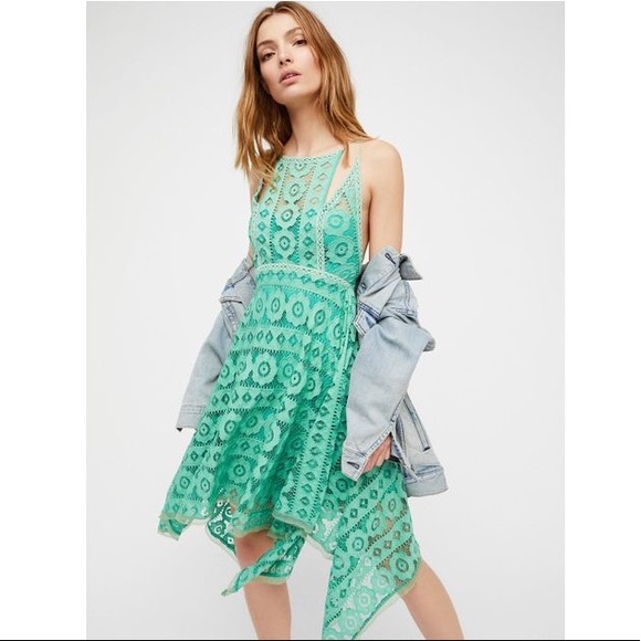 Free People Dresses & Skirts - Free People Just Like Honey Mint Green Lace Dress